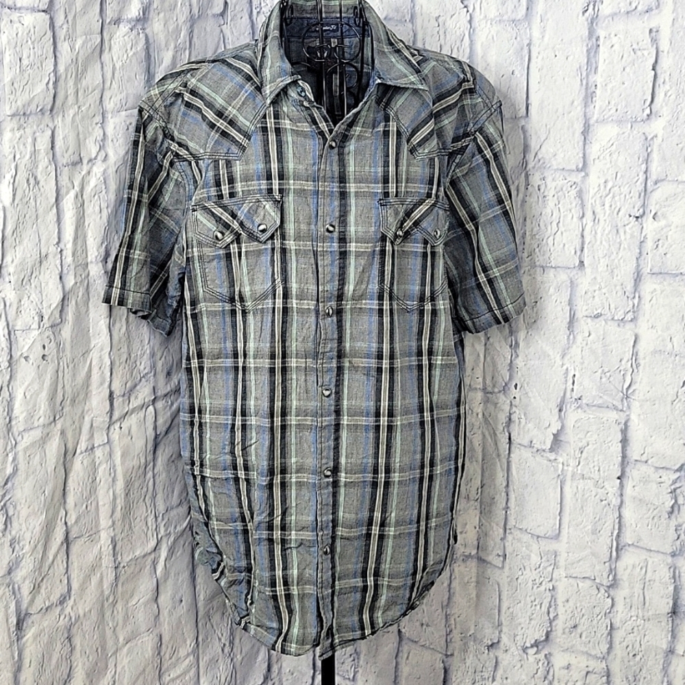 MOON SHINE BY BRAD PAISLEY Men's Plaid Western Shirt‎ Large